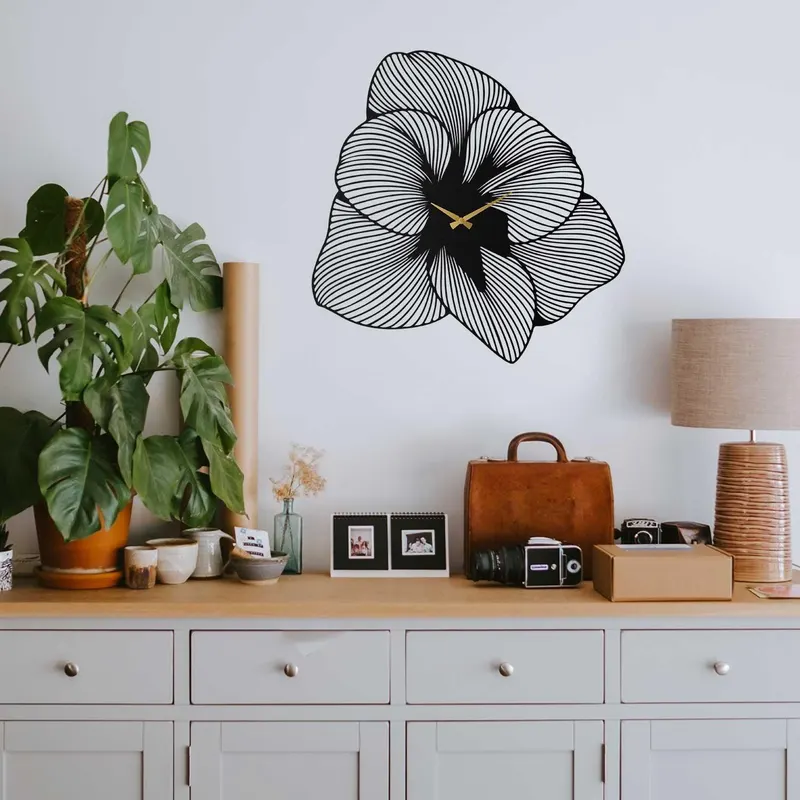 Ceas de perete Azalea Metal Wall Clock - Black, Negru, 70x70 cm - Negru