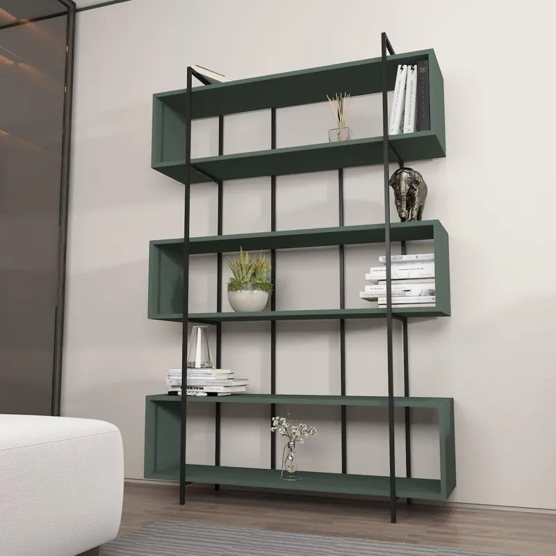 Biblioteca Hugi Lux cu 6 Rafturi, 120x180x30 cm - Verde inchis