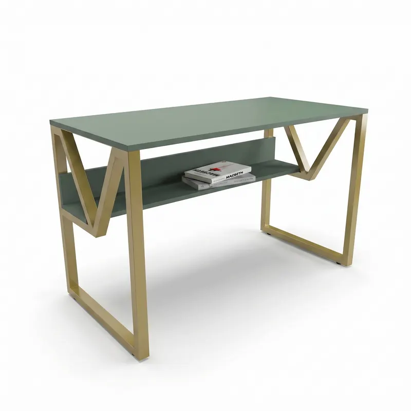 Birou Anol Elegant cu loc de depozitare, 120x73x60 cm - Auriu verde