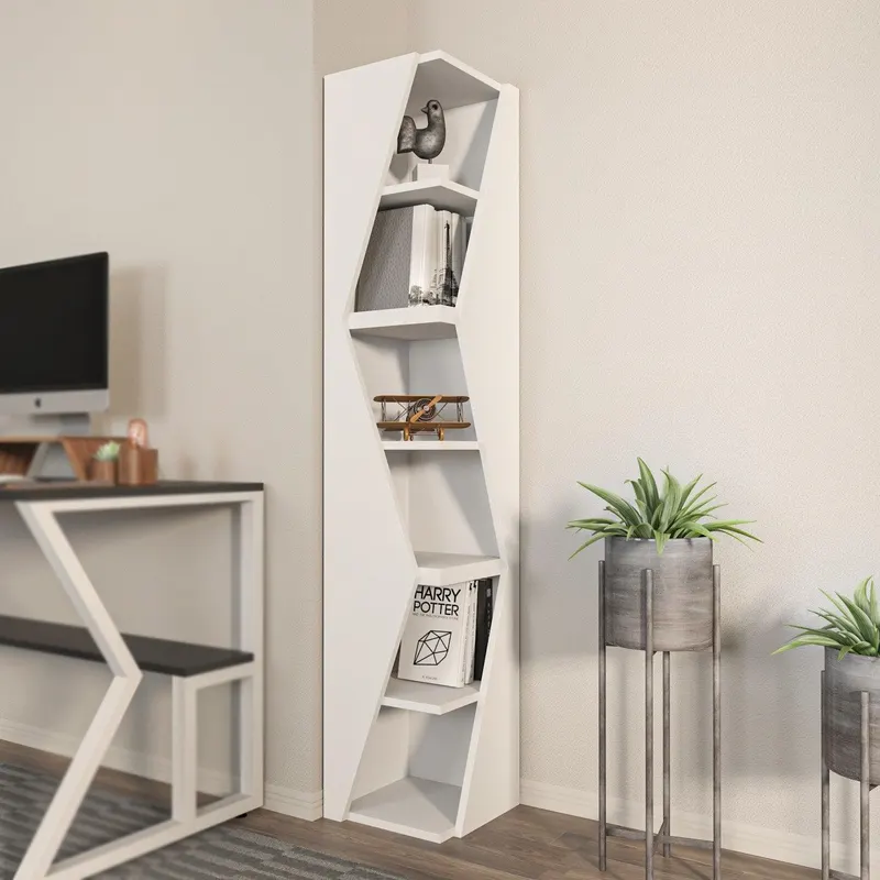Biblioteca Rawo cu 6 Rafturi Design Elegant, 32x165x32 cm - Alb