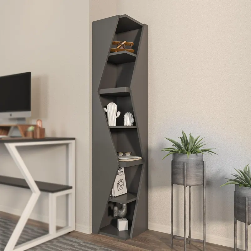 Biblioteca Rawo cu 6 Rafturi Design Elegant, 32x165x32 cm - Gri