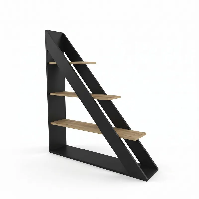 Biblioteca Pisagor cu 4 Rafturi, 120x132x25 cm - Stejar negru