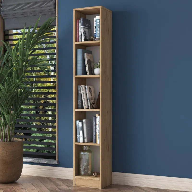 Biblioteca Roxi cu 5 Rafturi, Nuc, 30x170x25 cm - Nuc