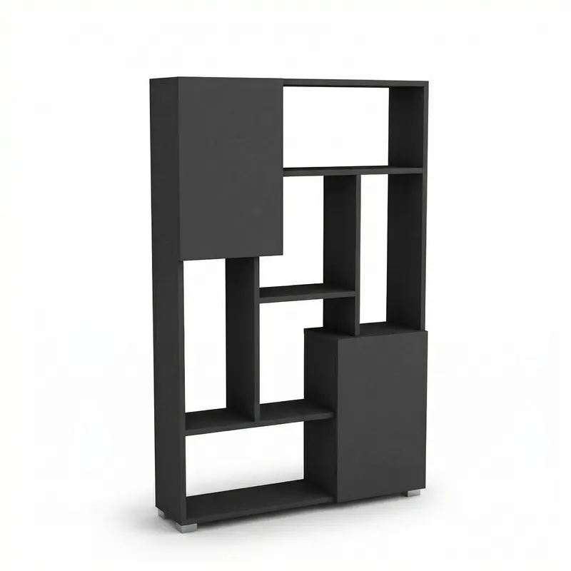 Biblioteca De Wills 2 Usi cu 6 Rafturi, Gri - Stejar, 90x141x24 cm - Gri