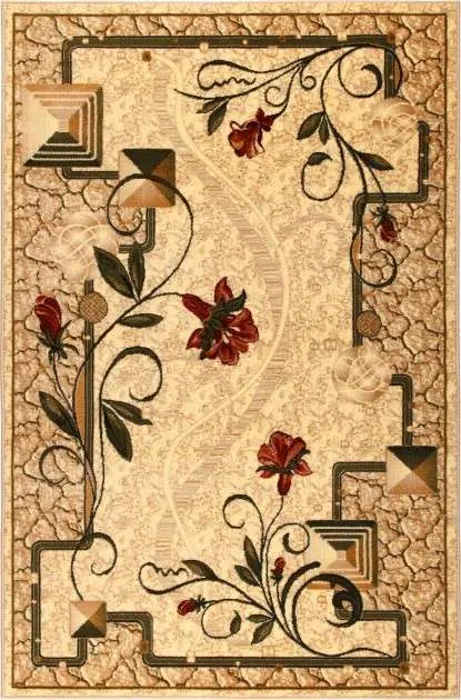 Covor modern crem cu flori 587