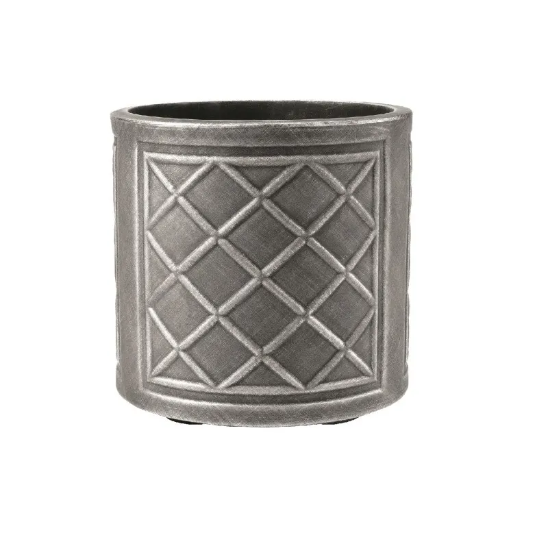 Ghiveci imitatie plumb, rotund, gri, 24L