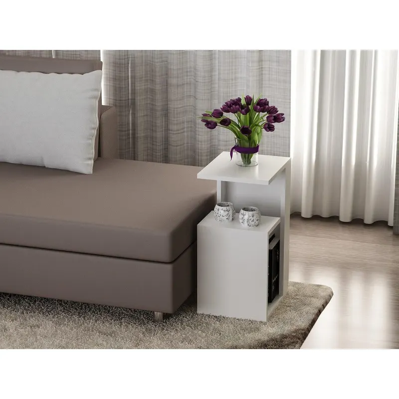 Masuta Cafea Laterala Grazul, Alb, 35x60x30 cm - Alb