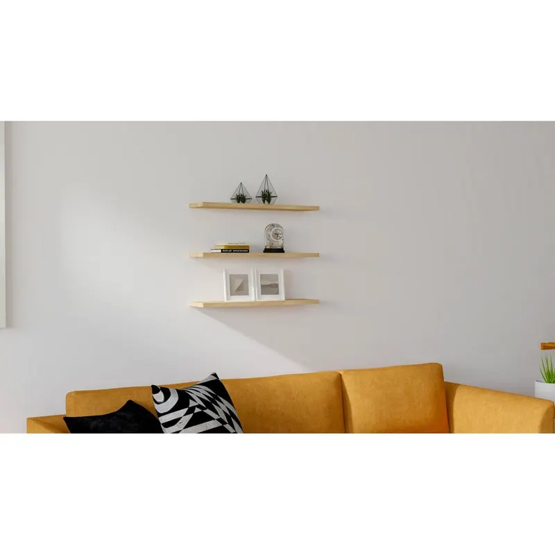 Raft de perete Muca, 3 piese, Stejar, 60x15 cm - Albastru