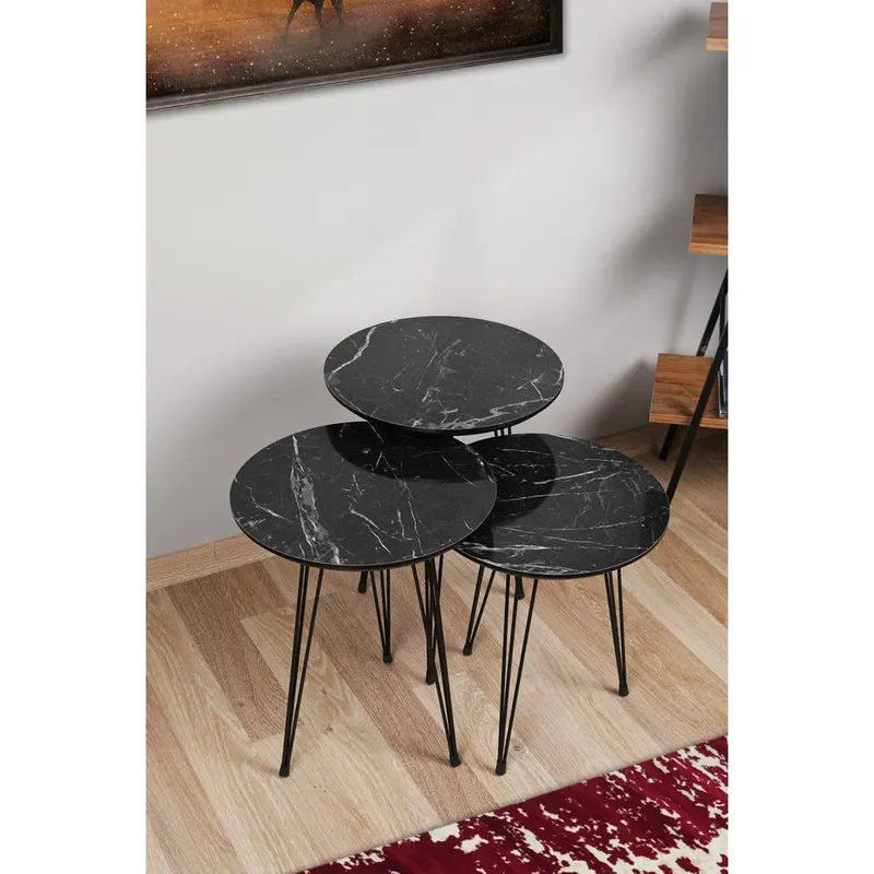 Masuta de Cafea MDF Mime, Negru, 38 x 38 x 55 - 50, 45 cm - Gri