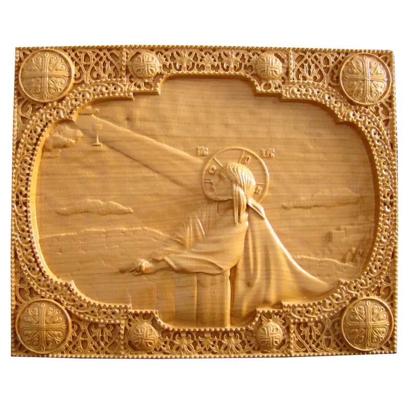 Icoana sculptata Rugaciunea din gradina Ghetsimani, lemn masiv, 31x25 cm