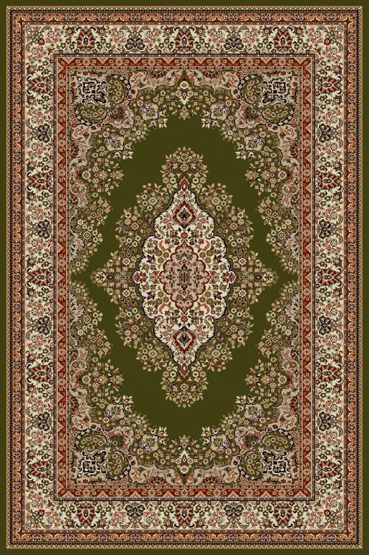 Covor verde floral cu medalion 1524