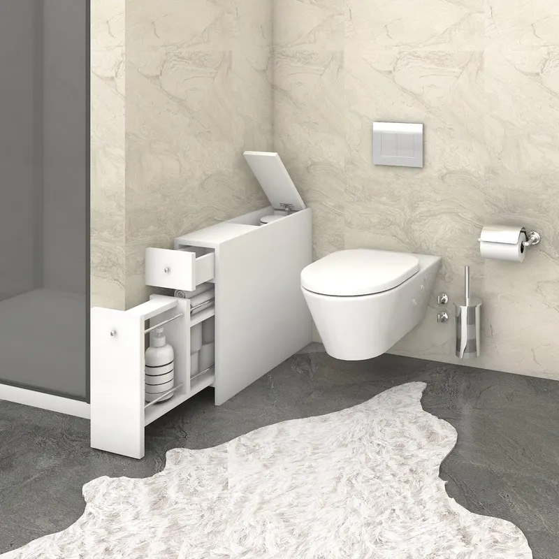 Dulap de baie Smart cu Loc de depozitare, Alb, 19x55x60 cm - Alb