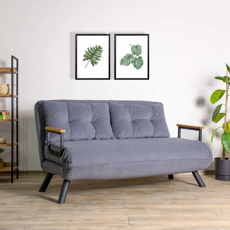 Canapea extensibilă 2 locuri Micic, Diverse culori, 133x50x41 cm - Gri deschis
