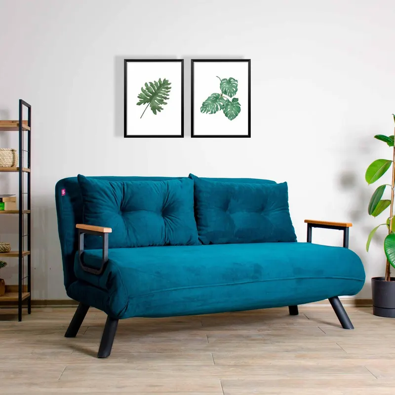 Canapea extensibilă 2 locuri Micic, Diverse culori, 133x50x41 cm - Verde petrol
