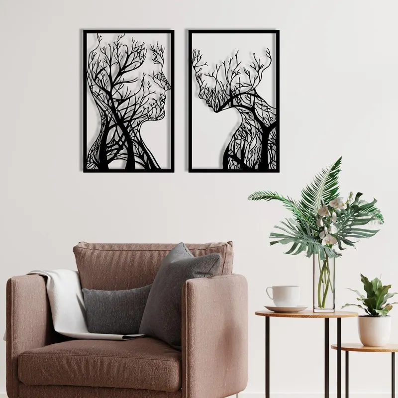 Decoratiune de perete Metal Lutuf, Negru, 64x86 cm - Negru