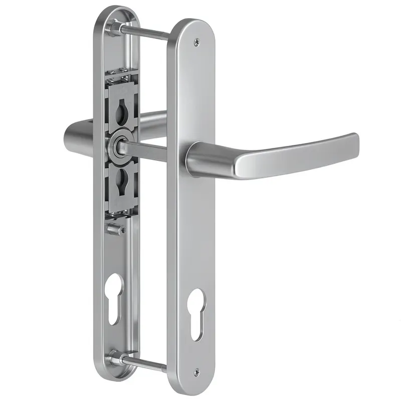 Maner usa PVC cu sild, aluminiu, argintiu, 195 x 92 x 35 mm