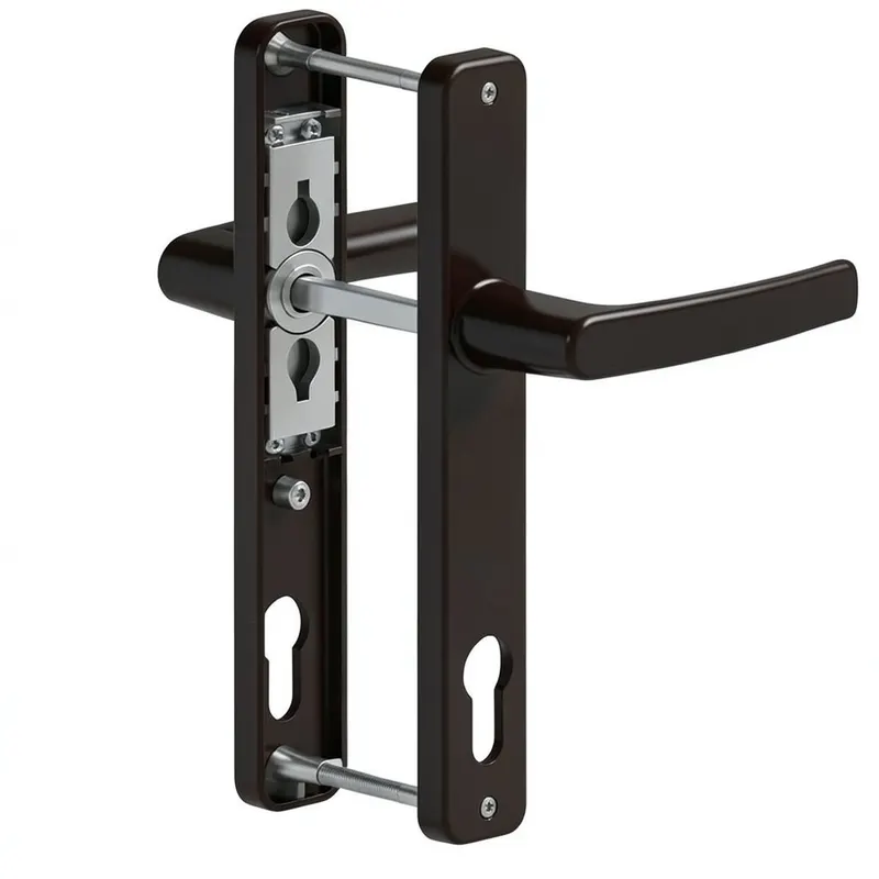 Maner usa PVC cu sild, aluminiu, maro RAL 8022, 195 x 92 x 32 mm