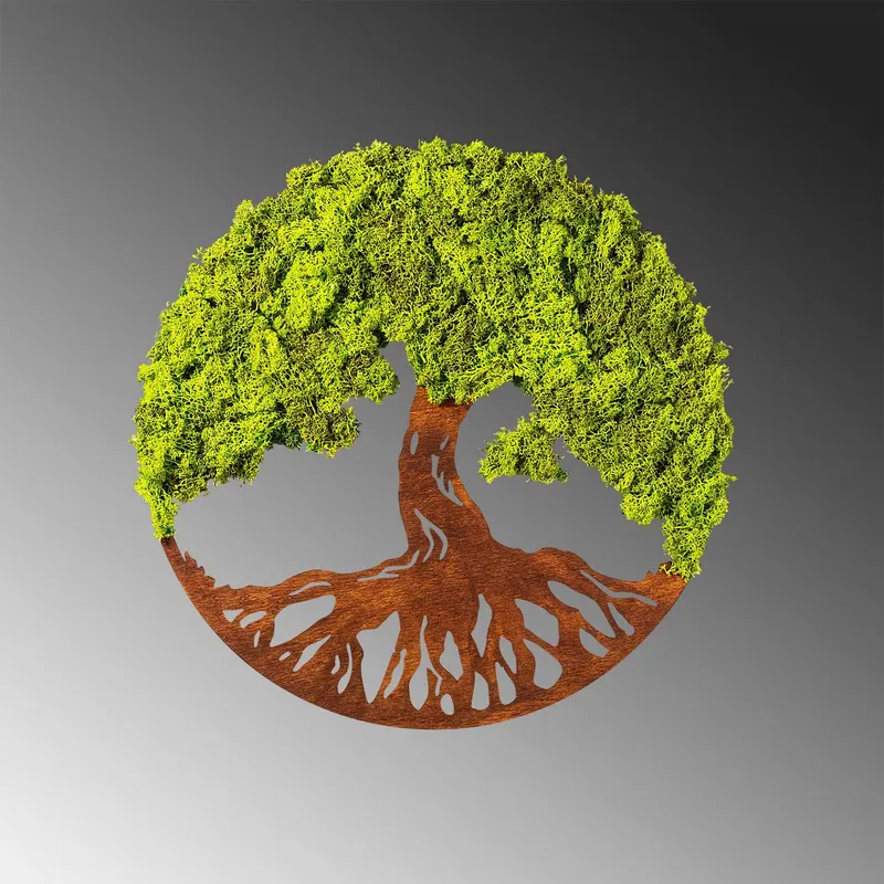 Accesoriu decorativ de perete Tree Of Life 3, Verde, 44x44 cm - Verde