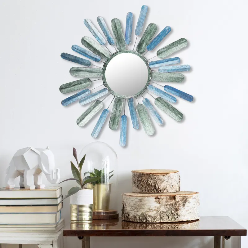Decoratiune de perete Metal Metal Art Mirror Sun, Multicolor, 75x5x75 cm - Multicolor