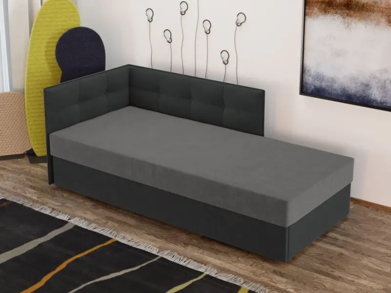 Divan / Pat tapitat Gri Deschis / Gri Antracit Story Extensibil — imaginea 2