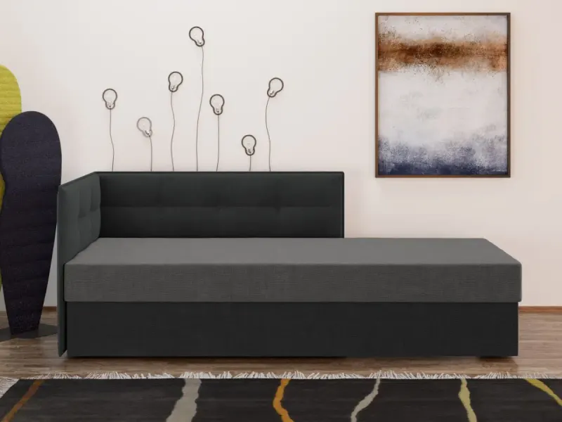 Divan / Pat tapitat Gri Deschis / Gri Antracit Story Extensibil — imaginea 3