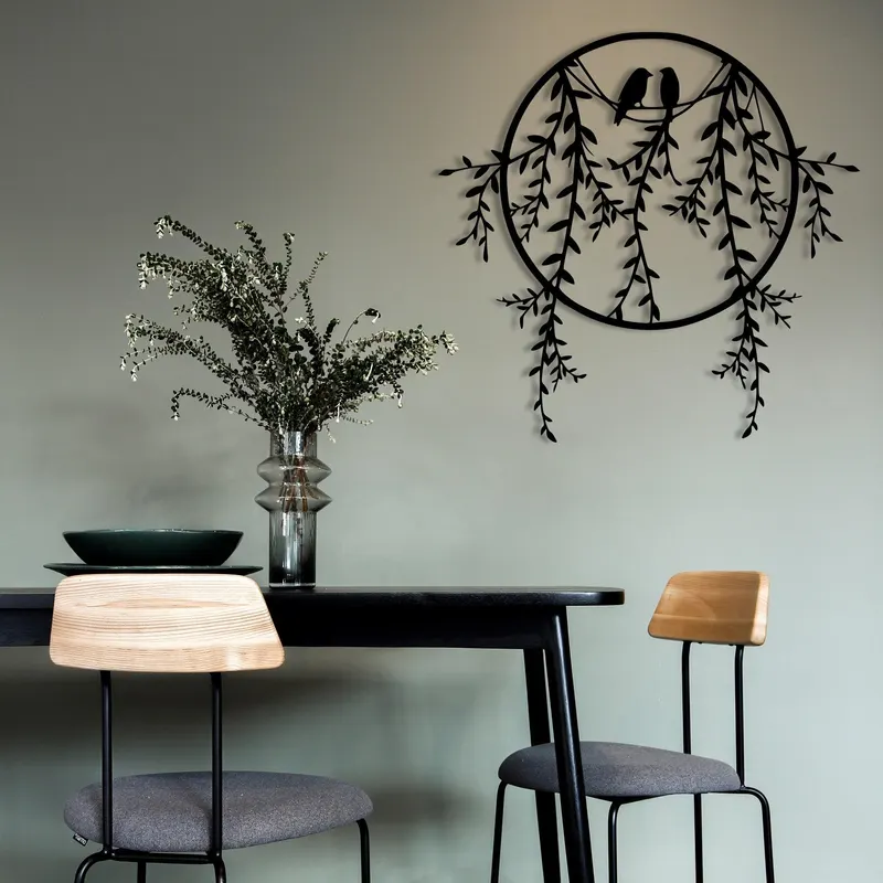 Decoratiune de perete Metal Sirayet, Negru, 44x45 cm - Negru