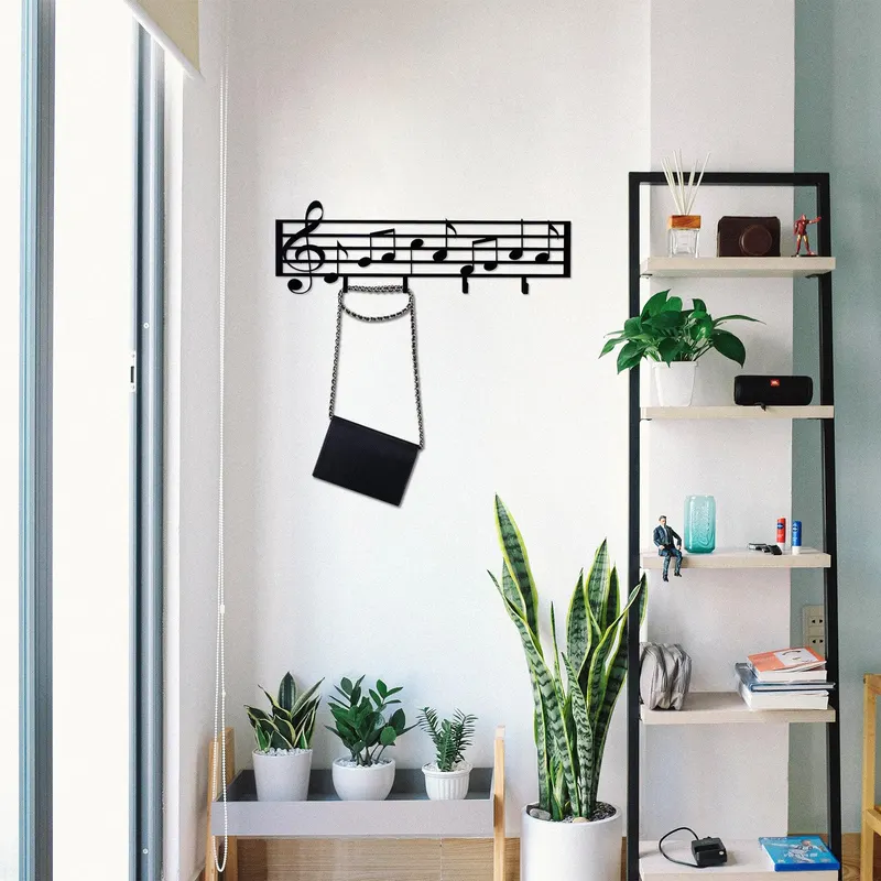 Cuier metalic Note, Negru, 19x60 cm - Negru