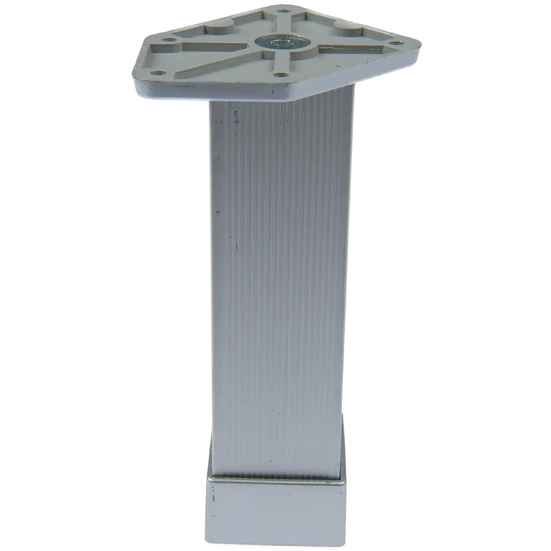 Picior patrat cu flansa pentagon, finisaj aluminiu, 40 mm