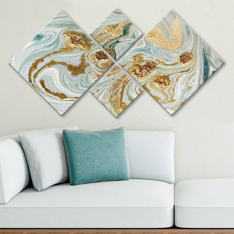 Tablou MDF Iluzion, 4 bucati, Multicolor, 115x60 cm - Multicolor