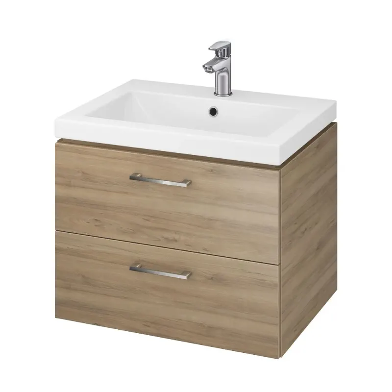 Set mobilier baie Cersanit Como, PAL, masca + lavoar, maro, 59.4 x 44.7 x 45.2 cm