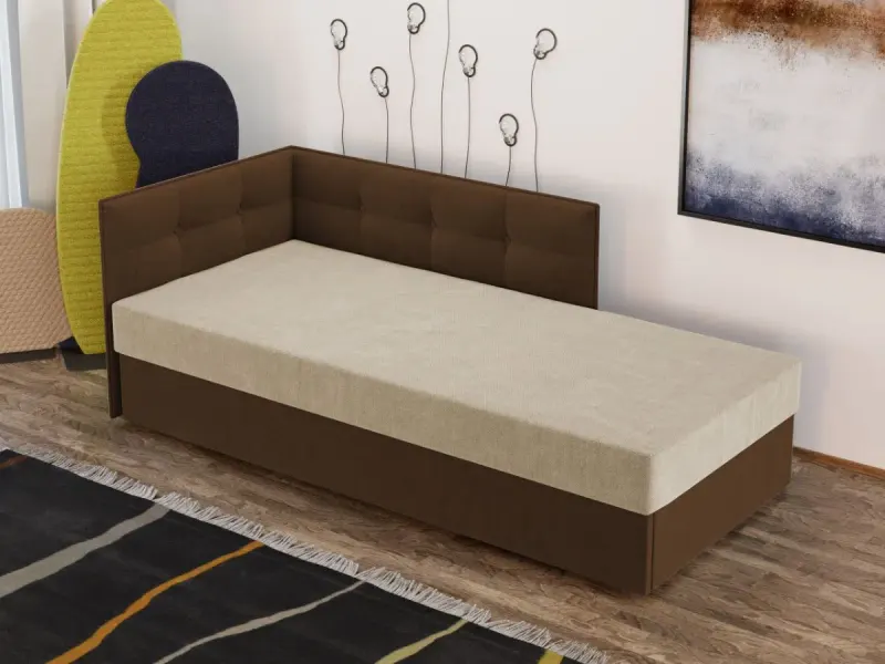 Divan / Pat tapitat Crem / Maro Story Extensibil — imaginea 2