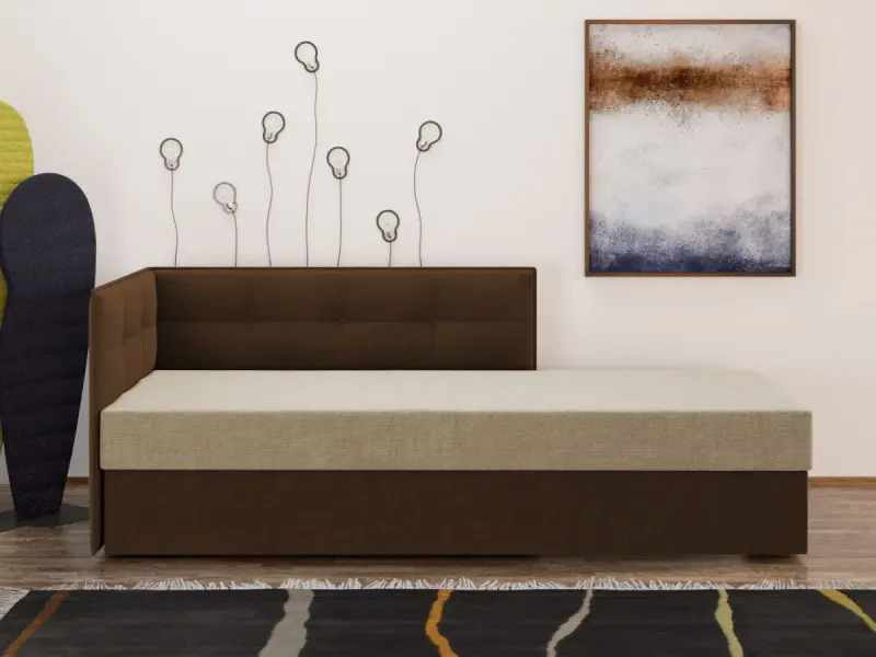 Divan / Pat tapitat Crem / Maro Story Extensibil — imaginea 3
