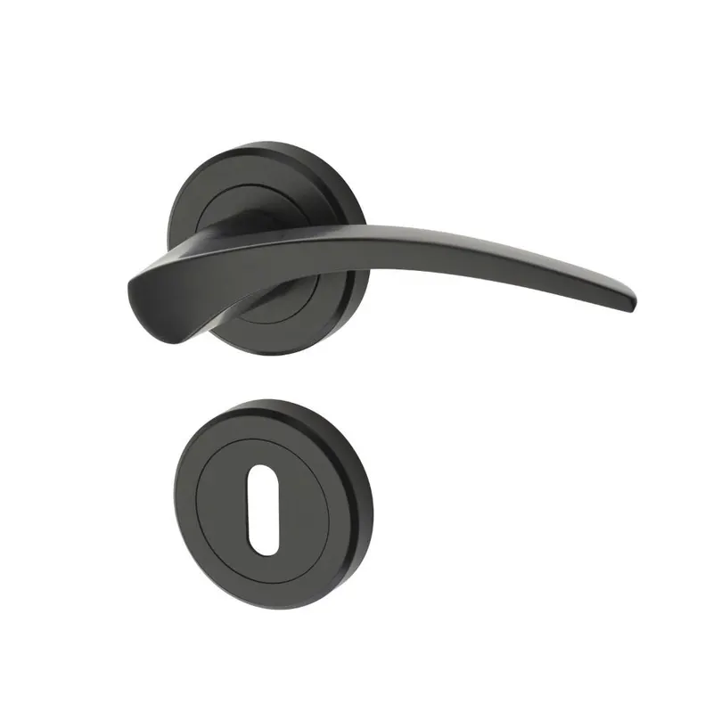 Maner usa de interior pe rozeta rotunda Kite Yale, zinc, negru mat, 40 mm