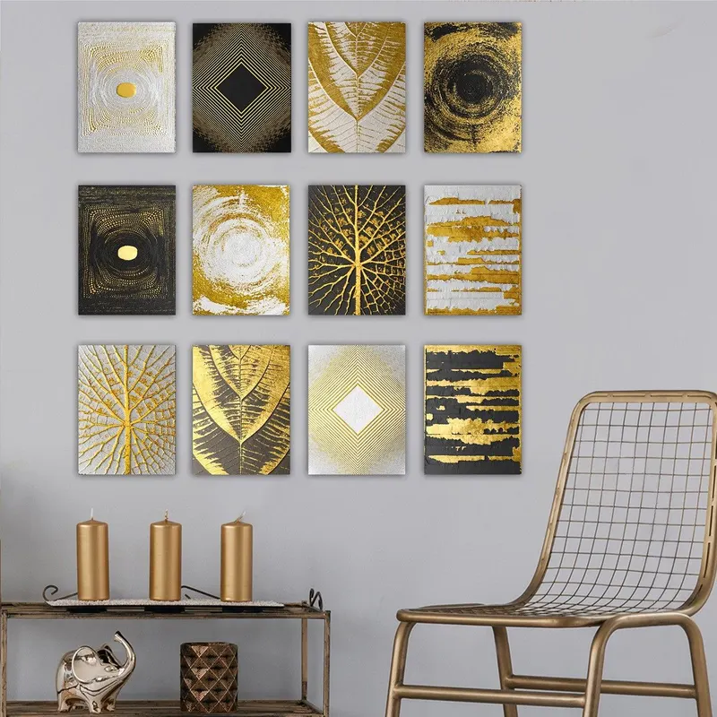 Tablou MDF Yellowland, Alb - Auriu- Gri, 15x20 cm - Multicolor