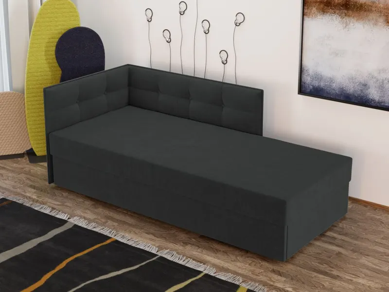 Divan / Pat tapitat Gri Antracit Story Extensibil — imaginea 2