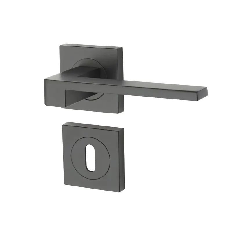 Set maner cu rozeta Falcon Yale, aliaj zinc, negru mat, 65 mm