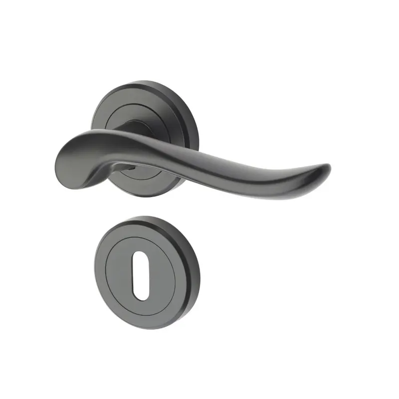 Maner usa interior cu rozeta rotunda Yale Eagle, zinc, negru mat, 121 x 23 x 62 mm