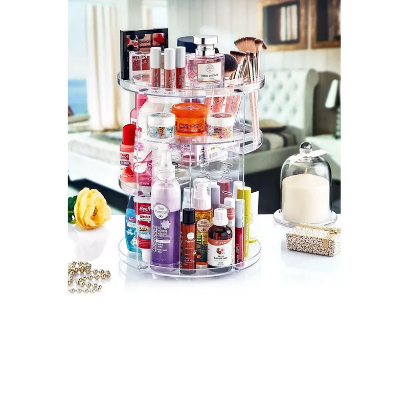 Organizator de machiaj Bino, Negru, 23x31x23 cm - Transparent