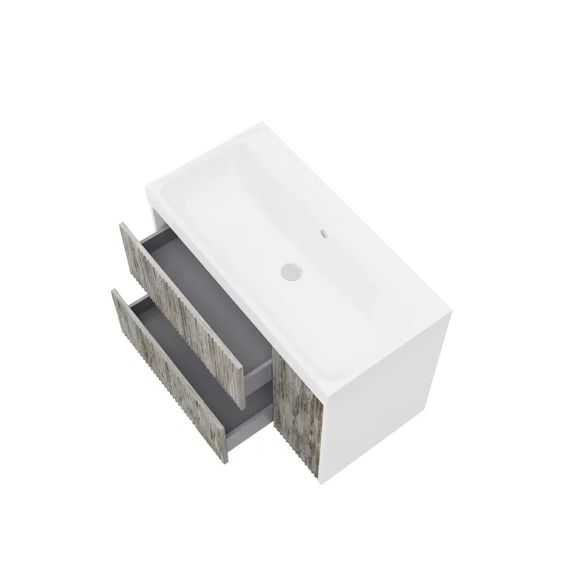 Baza cu lavoar Savini Due Portofino, suspendat, gri/alb, 2 sertare, 1 usa, 100 x 40 x 55 cm