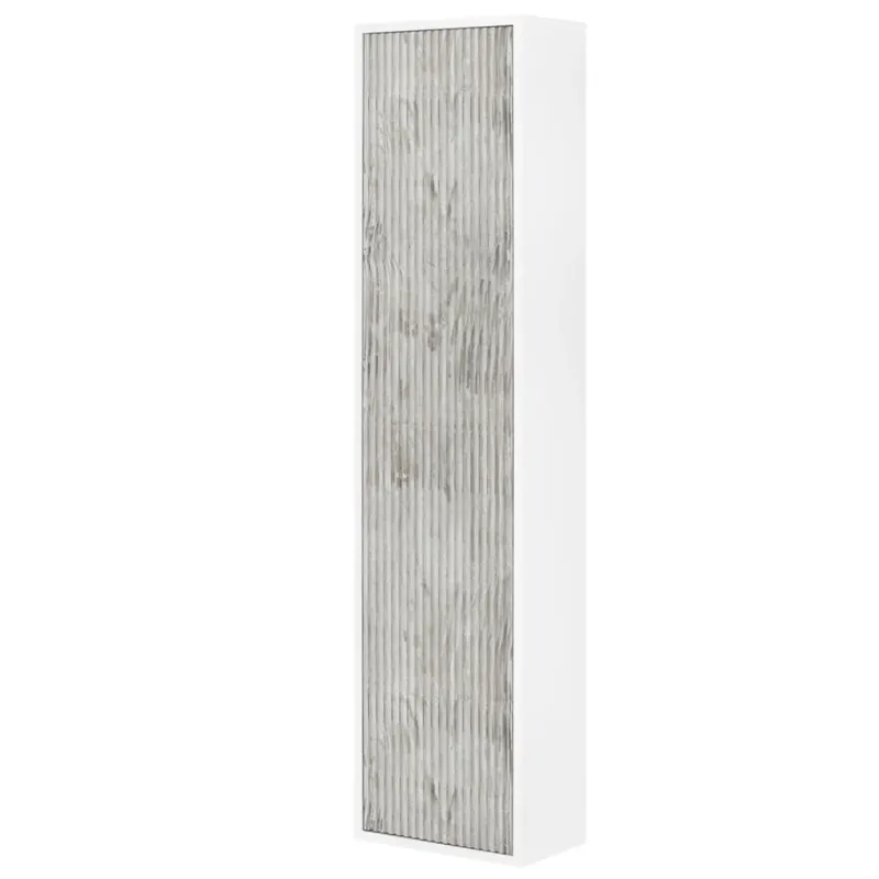 Dulap baie suspendat Savini Due Portofino 2320C/F00/F43, 1 usa, alb + stejar antichizat, 33.7 x 16 x 138.6 cm