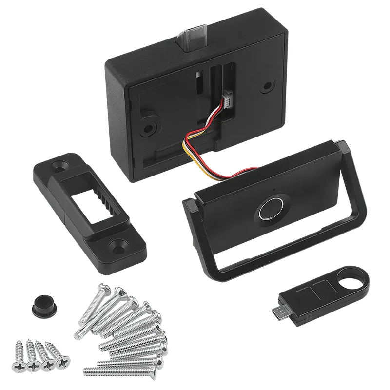 Yala birou electronica cu amprenta digitala, plastic si otel, negru, 85 x 60 x 40 mm