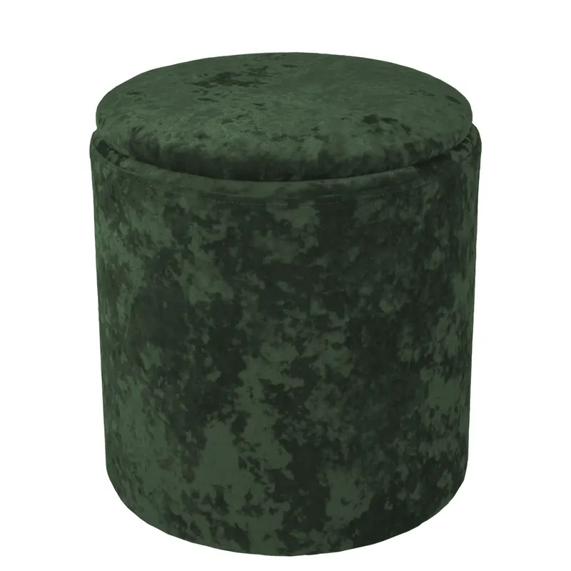 Taburet Nadia, stofa verde E57, cu spatiu depozitare, rotund, 37 x 37 x 42 cm