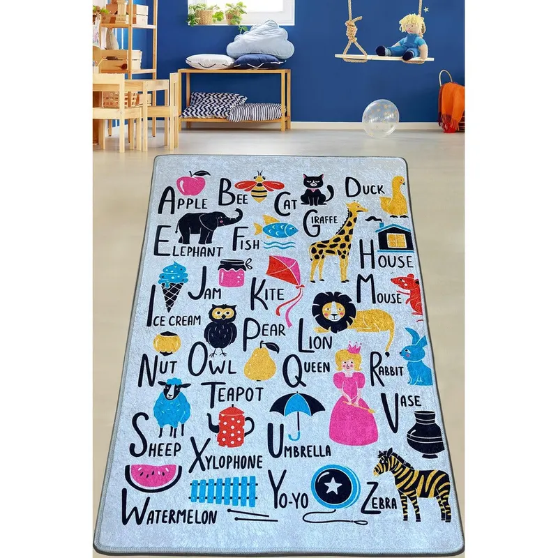 Covor de Copii Literele Fericite, Multicolor, 80x120 cm - Multicolor / 80 x 120