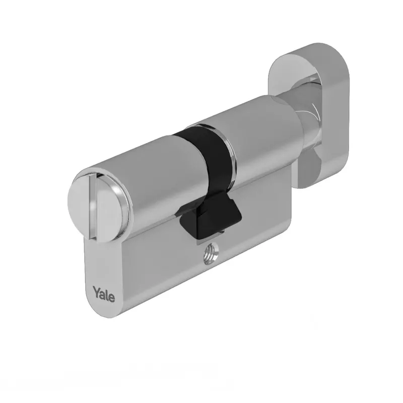 Cilindru siguranta cu buton Yale 600GM, alama, nichel satinat, 5 chei, 30 x 30 mm