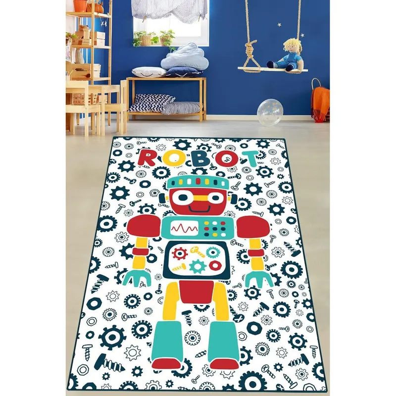 Covor de Copii  Robot, Multicolor, 80x150 cm - Multicolor / 80 x 150