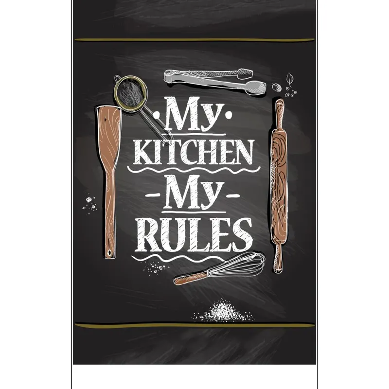 Covor bucatarie My Kitchen 5, poliester, negru, 120 x 180 cm