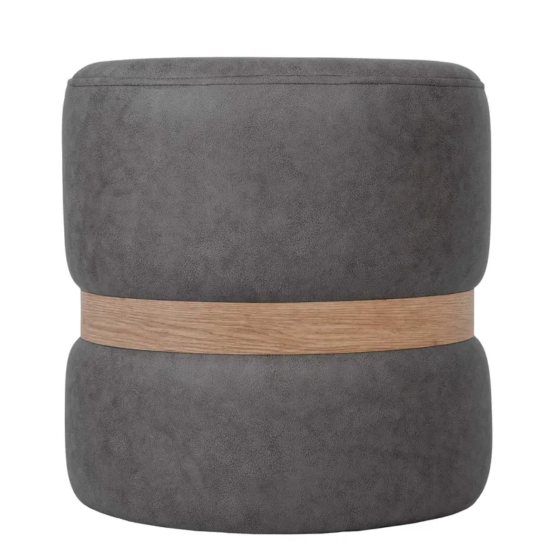 Taburet Ring, inel stejar, stofa gri M611, rotund, 38 x 38 x 40 cm