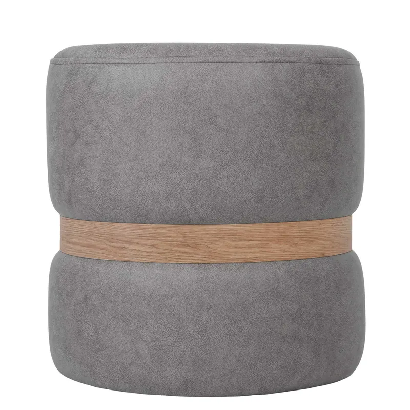 Taburet Ring, inel stejar, stofa gri deschis M609, rotund, 38 x 38 x 40 cm