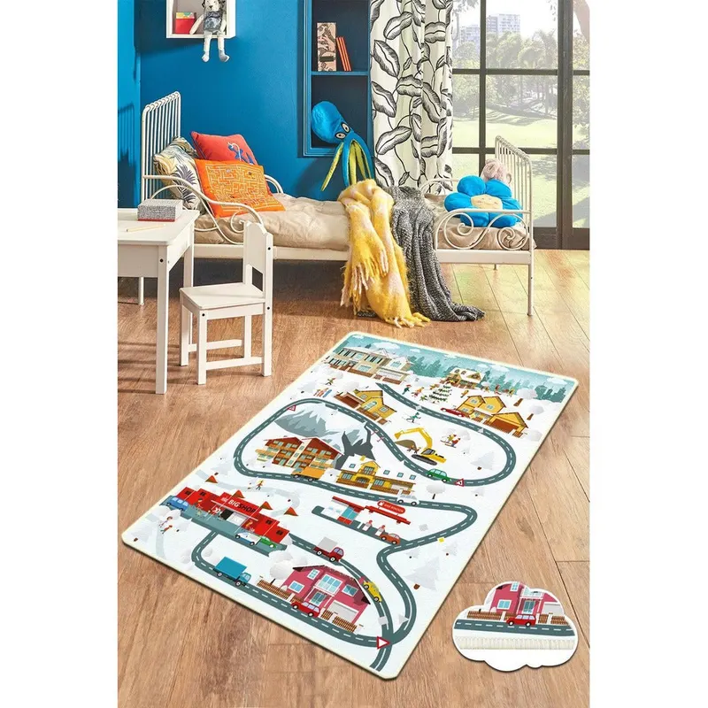 Covor de Copii Oras de Zapada, Multicolor, 80x200 cm - Multicolor / 80 x 200