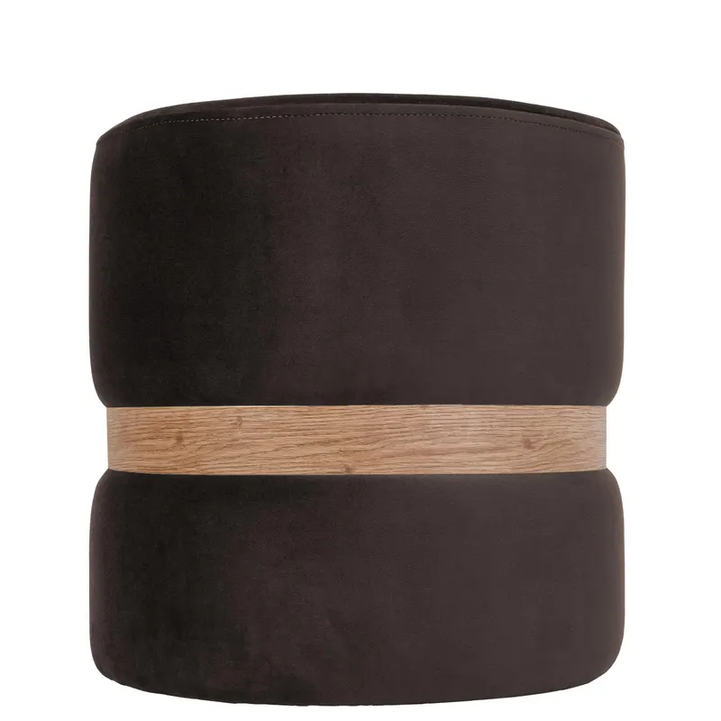 Taburet Ring, inel stejar, stofa maro H48, rotund, 38 x 38 x 40 cm